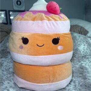 Squishmallows Pancake Stack Plush in Pink, Cream & Orange with Strawberry Topper